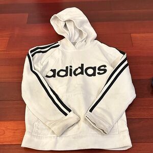 adidas White Hoodie with Subtle Gray Logo